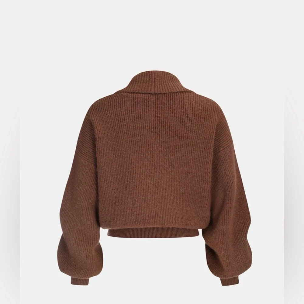 Commense Ribbed Knit Cropped Shawl Collar Cardigan NWT Size S - Picture 3 of 10